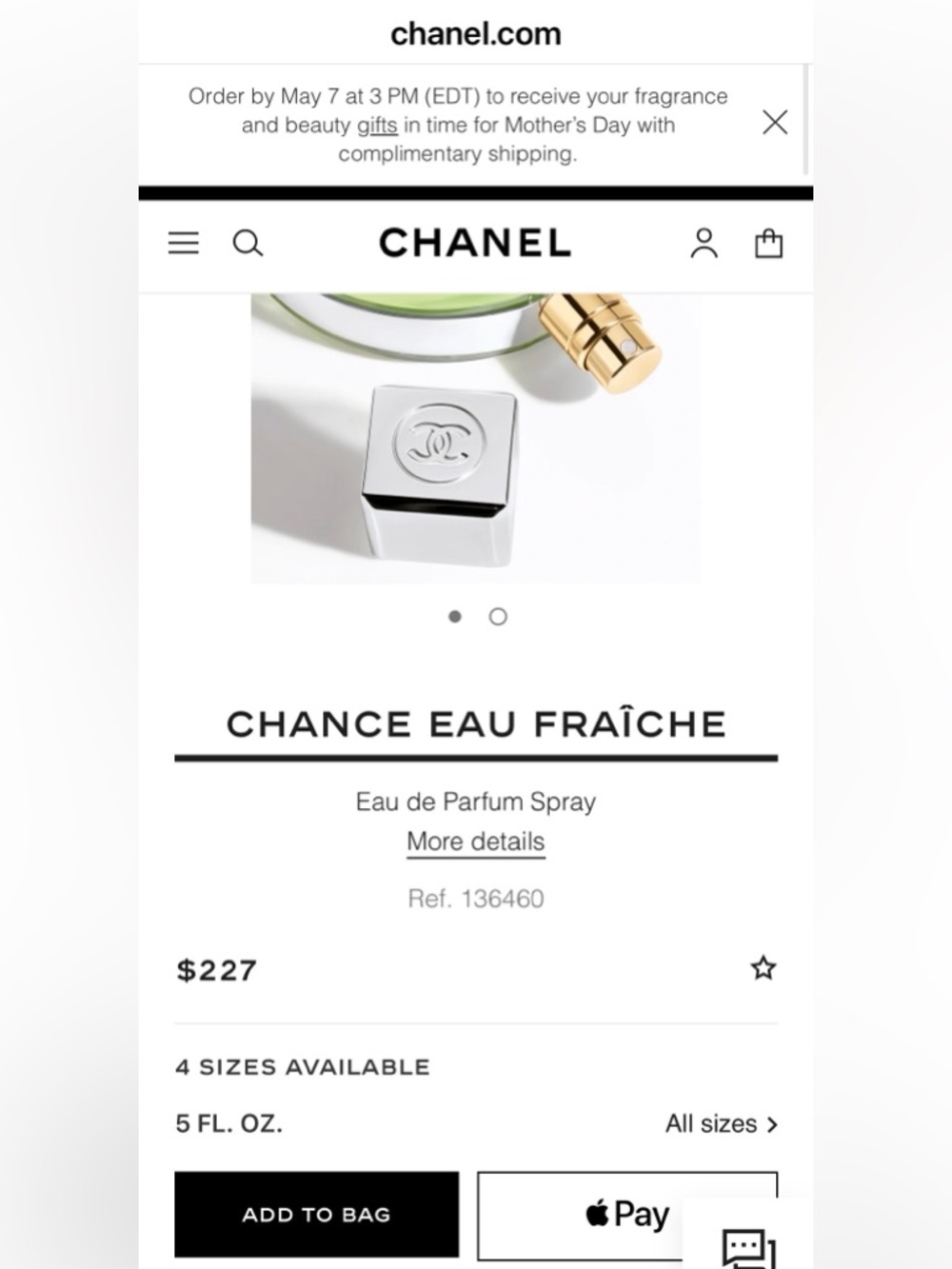 CHANEL Chance Eau Fraîche Pink & Gold Box PERFUME 5 ounces 150 ml - Picture 5 of 5